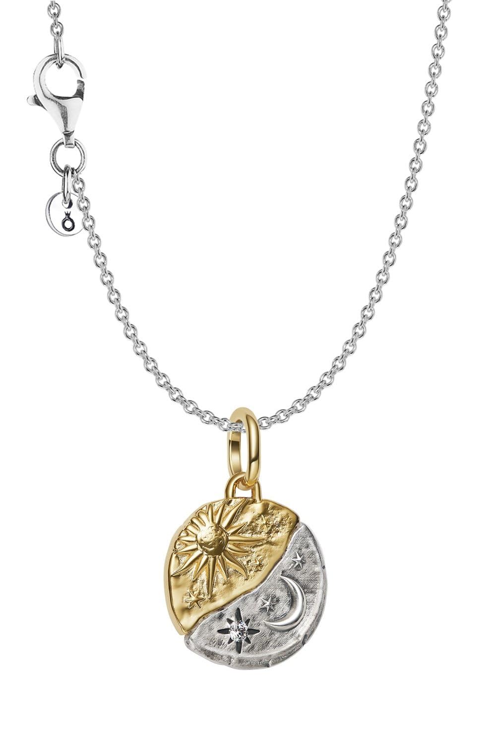 PANDORA Medaglione 21016 | Set di gioielli: collana con pendente da donna, argento sterling 925, con ciondolo bicolore Sole e Luna, argento Sterling 925