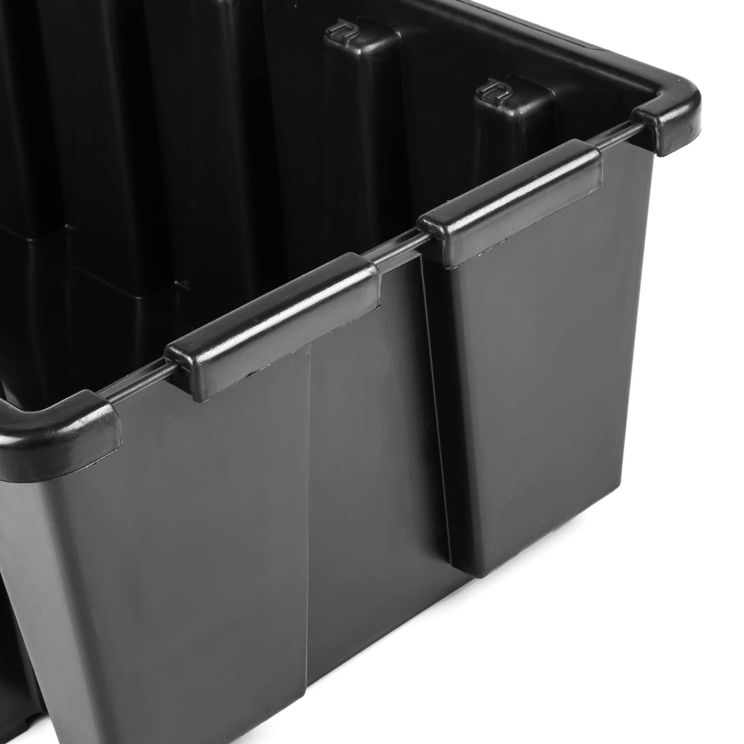 botle 5 Scatole Impilabili Contenitori Impilabili Plastica, per Officina, 50,5 x 32,5 x 19 cm, Colore Nero