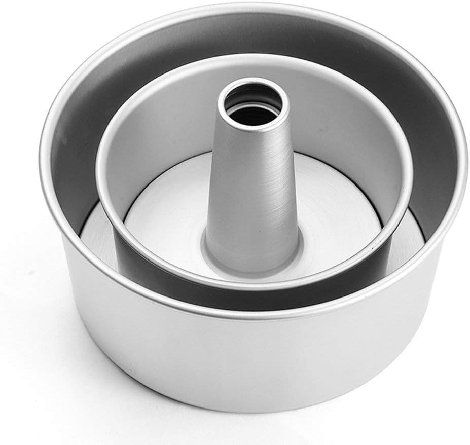 GDGY Aluminum Alloy Round Hollow Chiffon Cake Mold Angel Food Cake Pan Baking Mould with Removable Bottom (6 Inch)