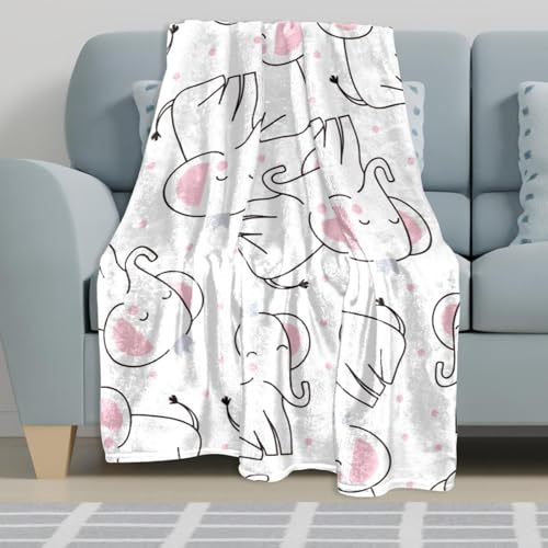 Couverture polaire éléphant blanc plaid microfibre chaud douce 150x200 - 6