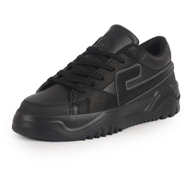 Image of FAUSTO Men's Low Top Chunky Lace-Up Sneaker Shoes|Low Ankle Casual Shoes|All Day Comfortable Sneakers