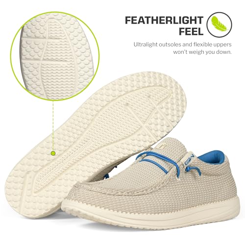 Image of Mens Casual Shoes - Men's Loafers & Slip-Ons Camp Shoes with No-Tie Laces -Arch Support Boat Shoes for Everyday Wear