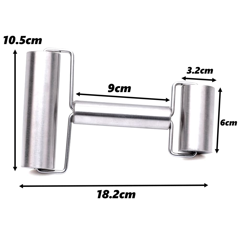 Csirnto Rouleau à Pâtisserie Double - Outil De Cuisine Antiadhésif En Acier Inoxydable Argent