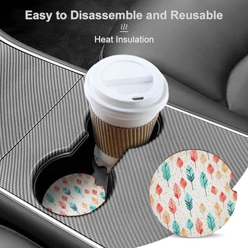 Posavasos para vaso de auto, diseño flechas coral y teal, 2 piezas miniatura 4