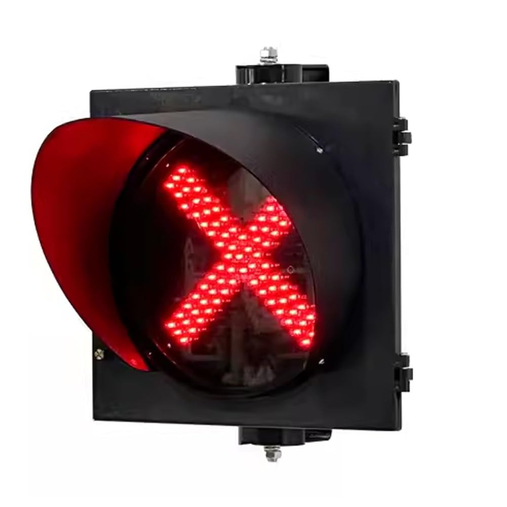 YushenFu 85-220V Outdoor LED Traffic Signal Lights With Sunshade, Red“X”/Green Arrow Style, Waterproof Traffic Indicator Light For Weighbridge, Gate, Road(Size:8Inch,Color:Red)