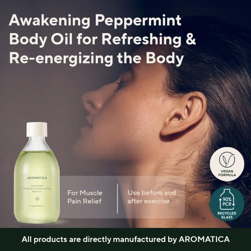 Aromatica Awakening Body Oil Peppermint & Eucalyptus - 100Ml / 3.38 Fl. Oz. - Aromatherapy Massage Oil #TOP1