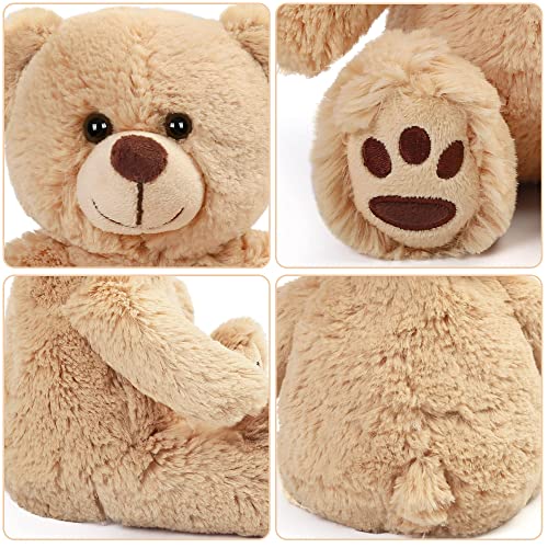 Lotfancy Teddy Bear Stuffed Animal, 10'' Brown Baby Bear Plush Toy, Gift For Kids Boys Girls #TOP2