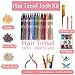 Celinabella 18 Colors Hair Tinsel Kit with Tools, 47 Inch Heat Resistant Reusable Sparkle Hair Extensions for Festivals, Weddings, Halloween & Daily Wear