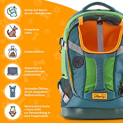Schleppo Hunderucksack bis 7kg | Rucksack für Hunde | Extrem hoher Atmungsaktiver Hunde Rucksack zum Wandern, Nahverkehr & Co | Transport-Rucksack Wasserdicht (Grün, Einheitsgröße)
