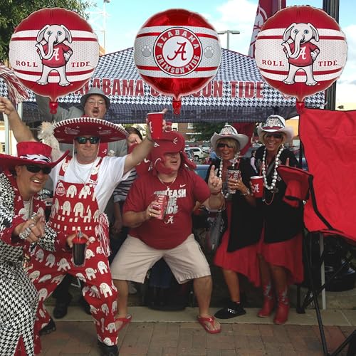 Image of Havercamp University of Alabama Balloons (3 Pack) Alabama Crimson Tide Decorations with 2-Sided Prints featuring Big Al Alabama and Bama's A Logo. Constructed from Premium Mylar Material.