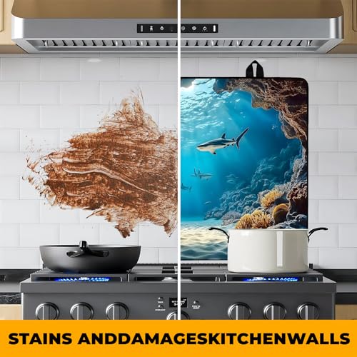 Image of Underwater World Stove Top Cover Retro Flower Gas Stove Top Cover for Home Decoration Kitchen Pad Non-Stick Washable Cooktop Covers Countertop Protector Keep Stove Clean 28 inchx20 inch