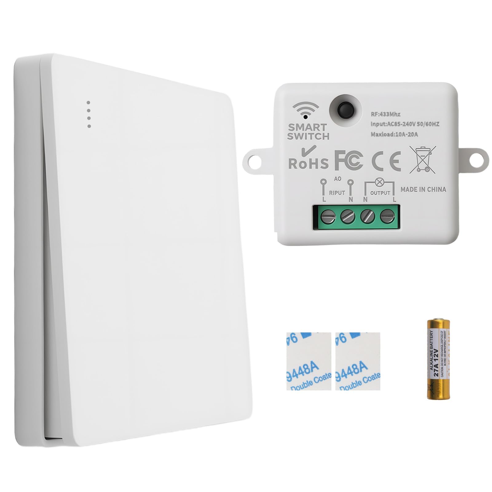 Interruptor de Luz Inalámbrico Con Receptor 433MHZ Interruptor Inalambrico Sin Cableado Control remoto hasta 30-200 metros para luces de control remoto, motores y electrodomésticos