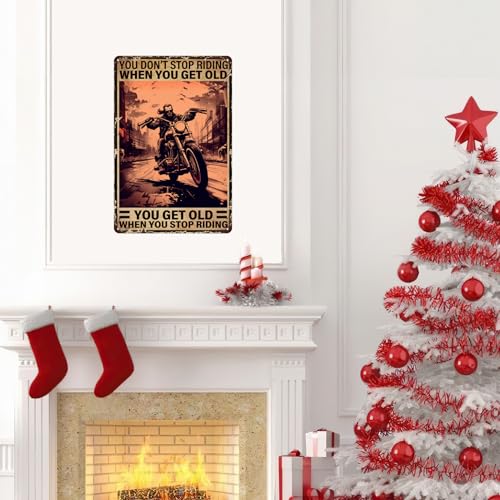 Aluminum Vintage Tin Signs Retro Sign Motorcycle You Don’t Stop Racing When You Get Old Cat Poster Tin Sign Iron Painting Home Family Love Gift For Home Wall Decor Christmas Decor 8.00"x12.00" - Image 6