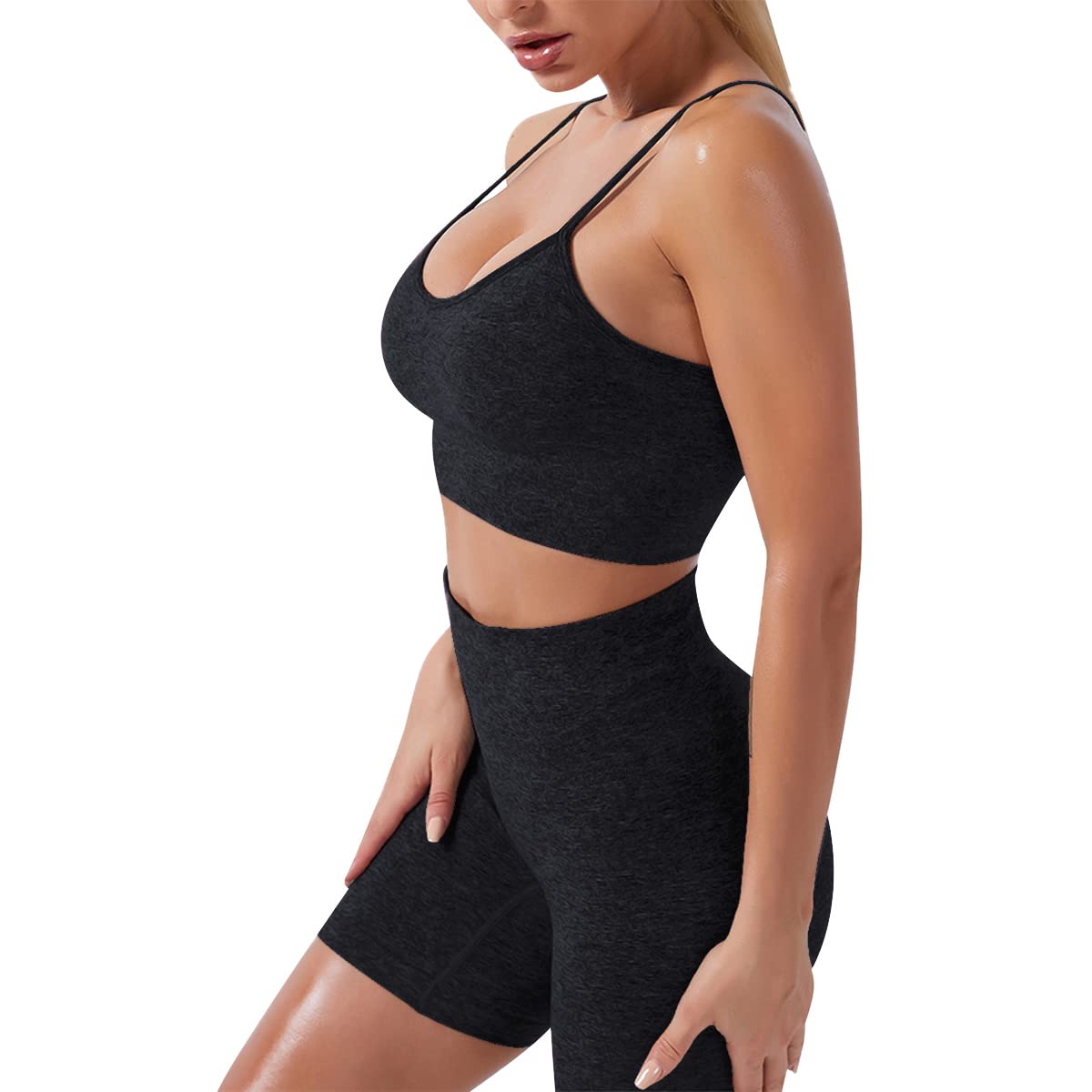Women's Yoga Outfit Seamless Workout Set High Waist Exercise Shorts Pants with Sport Bra 3PCS Tracksuit Gym Tracksuits
