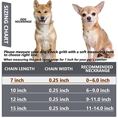 Image of HOWWFALY Dog Collar and Cat Chain Necklace Stainless Steel Adjustable 18K Gold Heart-Shaped Necklace for Small Pets Cats Kitten Puppy (Gold, 7 inch)