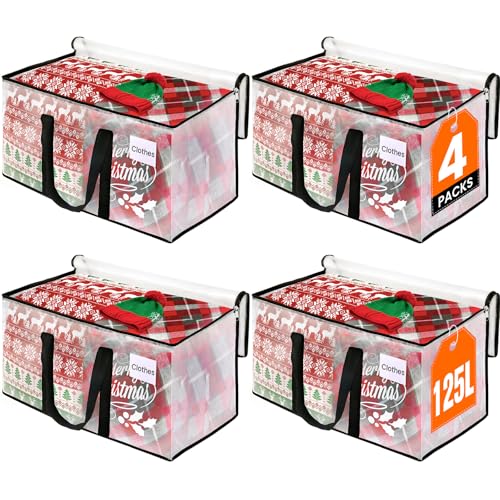 Image of RoomHacks Moving Bags, Heavy Duty Large Storage Bags, 125L, 4 Pack, Clear