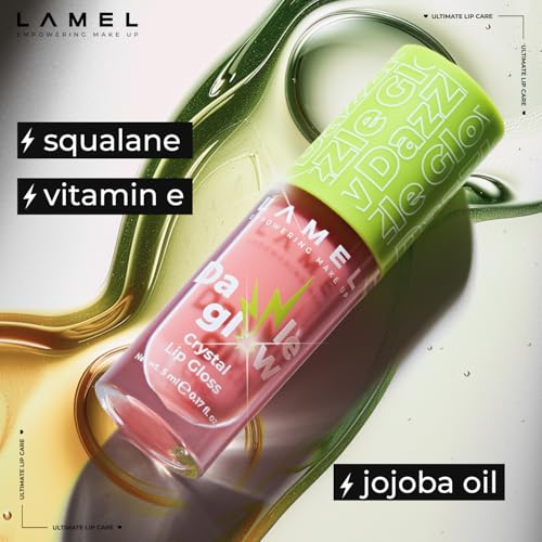 Image of LAMEL Crystal Lip Gloss Dazzle Glow | High-Shine Glossy Finish | Non-Sticky, Moisturizing Lip Gloss for Soft, Juicy Lips | Glass-Like Shine 5ml