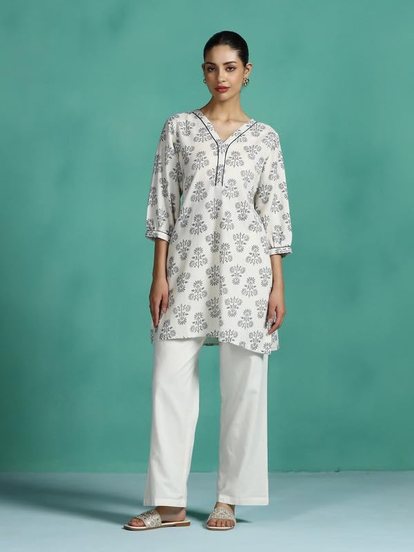 Image of New Cotton Leaf Printed Casual Straight Kurta for Women | Women Formal Kurti