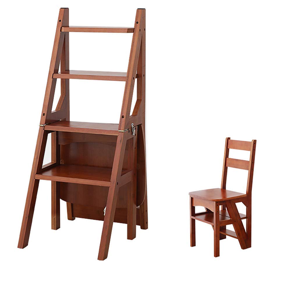 HAPPLiGNLY Home Step Stools,Folding Step Stool High Chair Staircase Stepladder Bamboo Dual-Use Climb 4-Step Ladder Widened Safety Portable Flower Rack Shoe Bench Storage Shelf Home,A,C