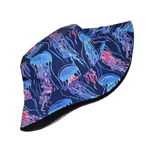 Image of Bucket Hat for Women Men,Travel Sun Beach Cap,Unisex Fishing Outdoor Boonie (Jellyfish)
