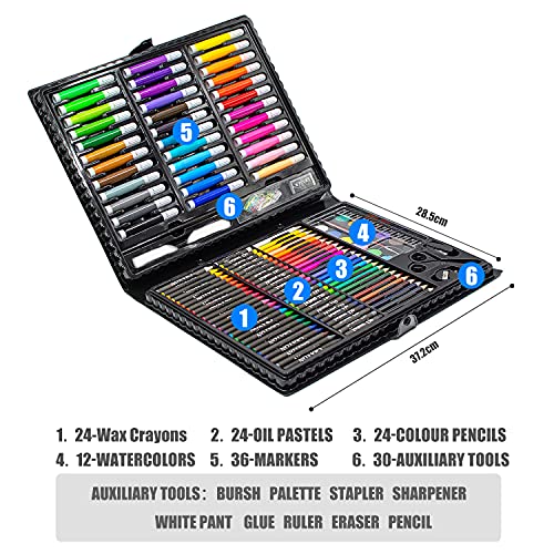 image for KINSPORY 150 PCS Portable Inspiration & Creativity Coloring Art Set Pa