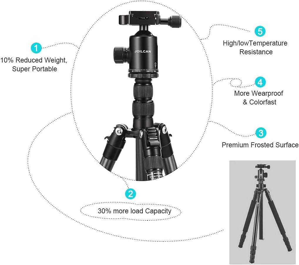 Cheap JOILCAN 81 Camera Tripod,Professional Tripod Monopod with 360 Degree Ball Head and Carrying Case for Travel and Work Load up to 35Ibs
