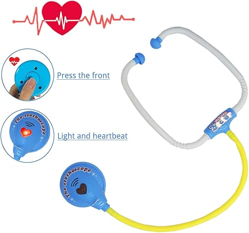 Miniatura 2 de Kit de médico para niños, 32 piezas de juguetes de doctor, juego de dentista con estetoscopio y esfigmomanómetro, juego de rol de doctor para niños