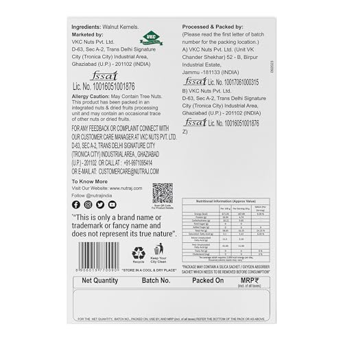 Image of Nutraj California Walnut Kernels Without Shell 800g (200g x 4) Pack | Akhrot Giri |Dry Fruits | Nuts | Grocery Items.