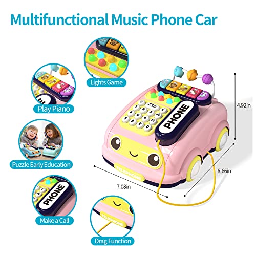Jovow Baby Phone Toy Sensory Learning With 12 Functions, Baby Toys For 1 Year Old Girl & Boy, Parent-Child Interactive Game Early Education Gifts With Music Light, Toy Phone For Toddler 1-3(Pink) #TOP1