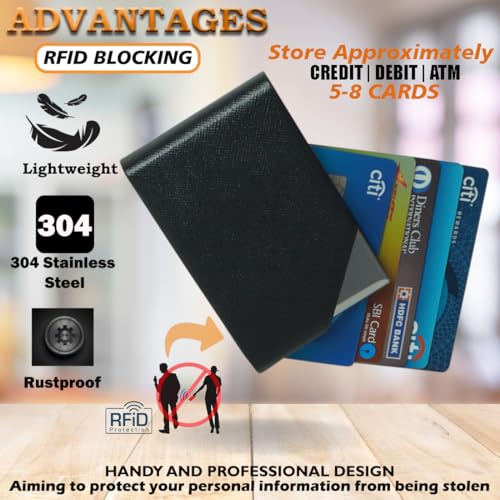 Image of Luxurious Vertical Card Holder -Unisex Design- RFID Blocking Ultrathin Stainless Steel 1 x 10 x 6 cm Size for 15-20 Business Card and 5-8 Card Debit Credit ATM Corporate Gift (Non-Customized)