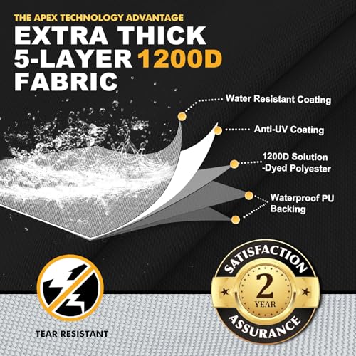 Pontoon Boat Cover, Heavy Duty 1200D Waterproof Pontoon Cover with Motor Cover and Windproof Adjustable Metal Buckle, 17-20 ft, Gray