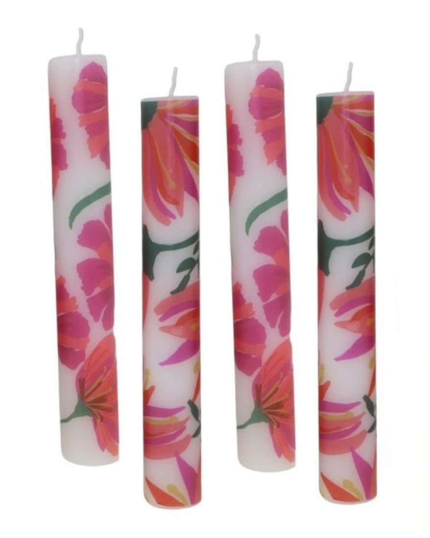 ukiyo 4er Pack Rustikale Stabkerzen H:24 cm Ø:3,4 cm - 24 Stunden Brenndauer