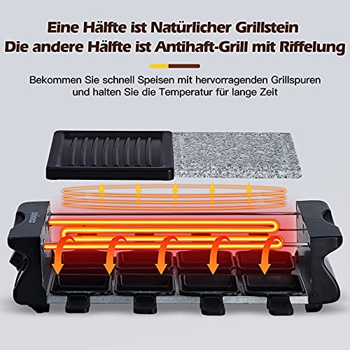 CUSIMAX Raclette Grill 8 Personen mit Steinplatte und Grillplatte Antihaftbeschichtung, Raclette 8 Person – Bild 3