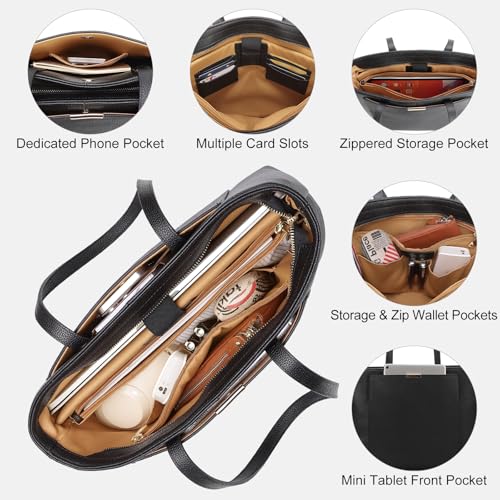 Bolso Tote de cuero genuino para mujer miniatura 6