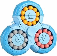 Speed Spin Triangle Stress Reliever, Fidget Toy Puzzle, Handheld Spinner Decompression Toy with Rotating Beads, Blue, Ages 3+