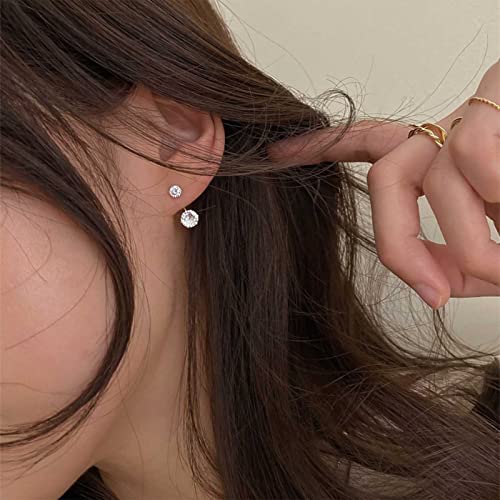 Allereyae EH-A318 Vintage Crystal Ear Jacket Earrings Round Rhinestone Earrings Bling Cz Stud Earrings Silver Minimalist Crystal Earrings Jewelry thumb #1