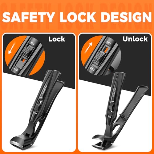 Winkelkopf Nagelknipser für Männer - DRMODE Ergonomischer Nagelknipser für Senioren mit Auffangbehälter Nagelzwicker für Dicke Nägel Premium Stahl- Nail clipper Schwarz