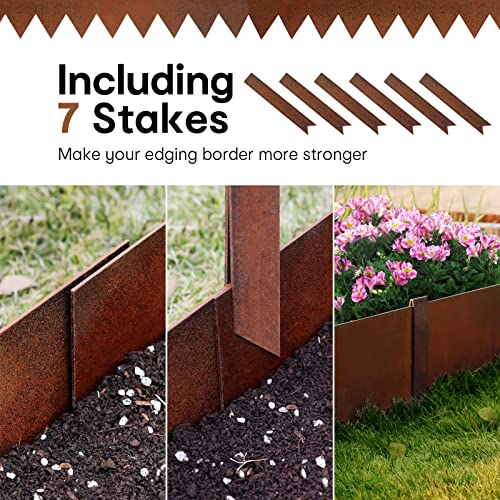 JonesHouseDeco Lawn Edging Border 20cm Height 6 Pack Pre-Rusted Cor-Ten Steel Landscape Edging - Image 2