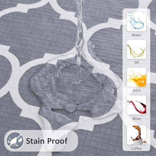 Vinyl Tablecloth with Flannel Backing-Round Plastic Waterproof Table Cloth by Enjoyidea - Used condition - Image 3