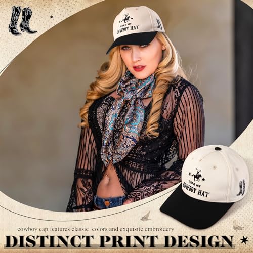 Image of JaGely Two Tone Western Cowboy /Cowgirl Trucker Hat for Women Men Gift Vintage Embroidered Country Baseball Cap