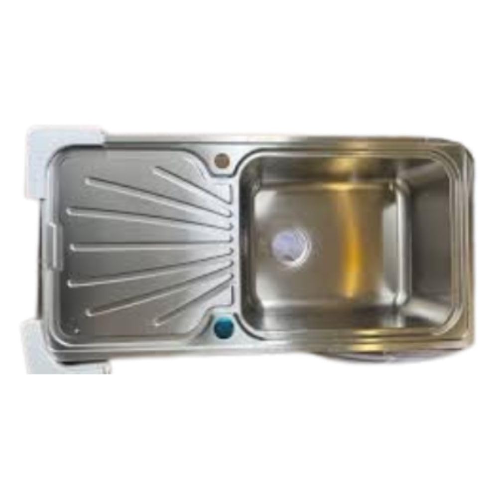 Modern Stainless Steel Kitchen Sink – Single Bowl with Reversible Drainer | 1000x500mm | Brushed Steel Finish | 0.8mm Thick | Inset Waste Set & Overflow Design & Deep Sink Bowl