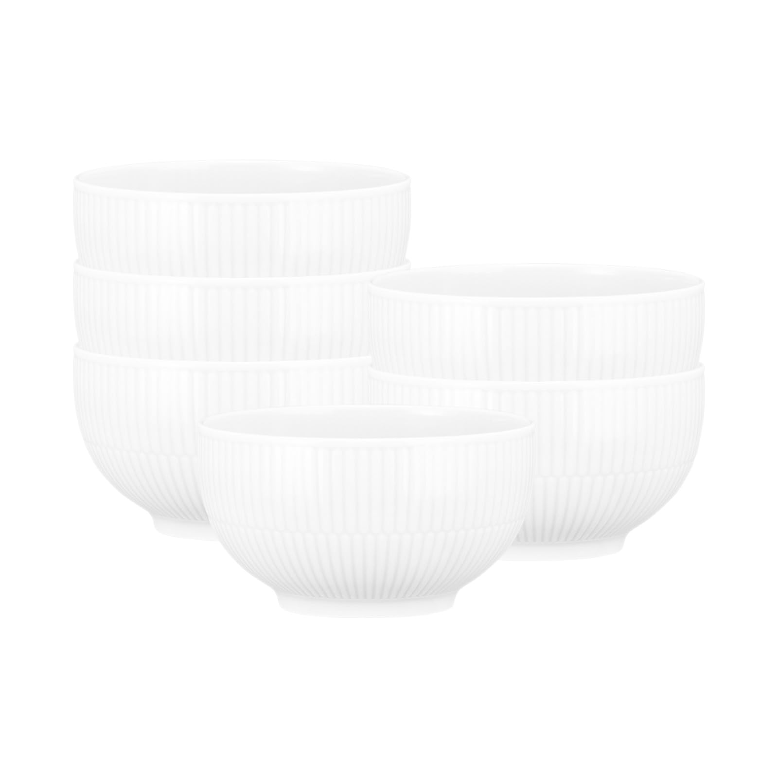 Seltmann Weiden Amina - Set di 6 ciotole rotonde da dessert con motivo in rilievo, lavabili in lavastoviglie e microonde, in porcellana, colore: Bianco