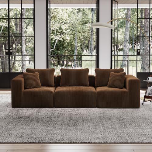 Image of Avenco 106-inch 3-Seater Modular Sofa Couch, Corduroy Fabric