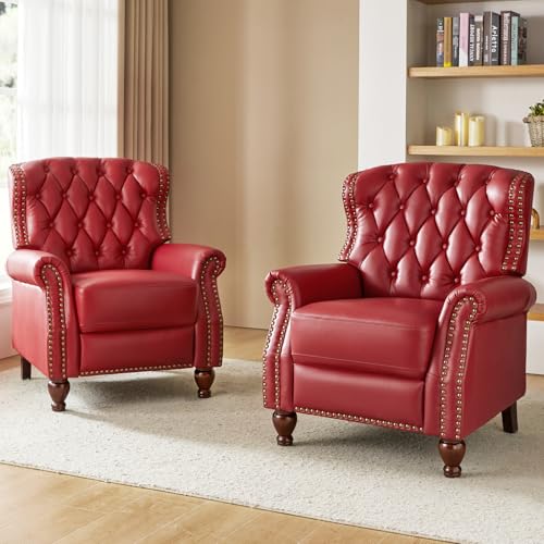 Hulalahomegenuineleatherreclinerchairsetof2wsolidwoodfeetmodernadjustabletuftedpushbackarmchairwrivetdecorationhometheaterseatingrecliningsofaforlivingroomred Urban Country Home Decor Hulala home genuine leather recliner chair set of 2 wsolid wood feet modern adjustable tufted push back arm chair wrivet decoration home theater seating reclining sofa for living room red urban country home decor