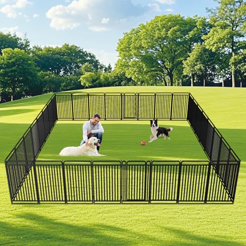 Image of New Thickened Version Dog Playpen, 40 Inch Dog Fences for The Yard, Portable Outdoor Dog Playpen for Large /Medium /Small Dogs, Foldable Metal Dog playpen, with Doors (40 Panels, 40 Inch)