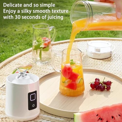 Image of SHALVI Portable Blender Juicer Smoothie Machine | USB Rechargeable Juicers | Juice Mixer Grinder Bottle | Mixer Juice Cup Maker12 Blade Fast Blenders | Mini Juicer Blender for Home & Travel (White)