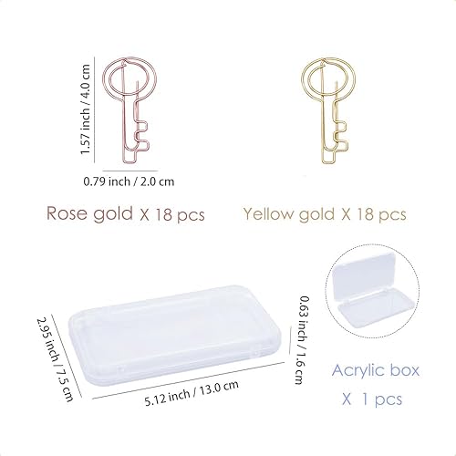 Miniatura 10 de OWLFAVO 30 clips de papel con forma de avión con caja transparente, oro rosa y oro amarillo, divertidos y lindos marcadores de papel clips para