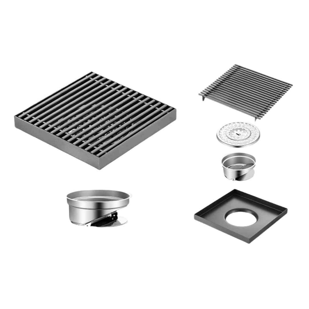 KJdxfhFH Bathroom floor drains, Outdoor Large Caliber Floor Drain Stainless Steel Thickened(15 * 15cm Gray)