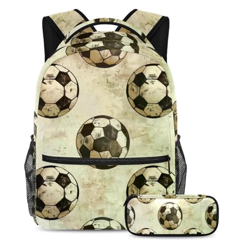Sac d'école football vintage dessiné à la main pour le collège et les loisirs