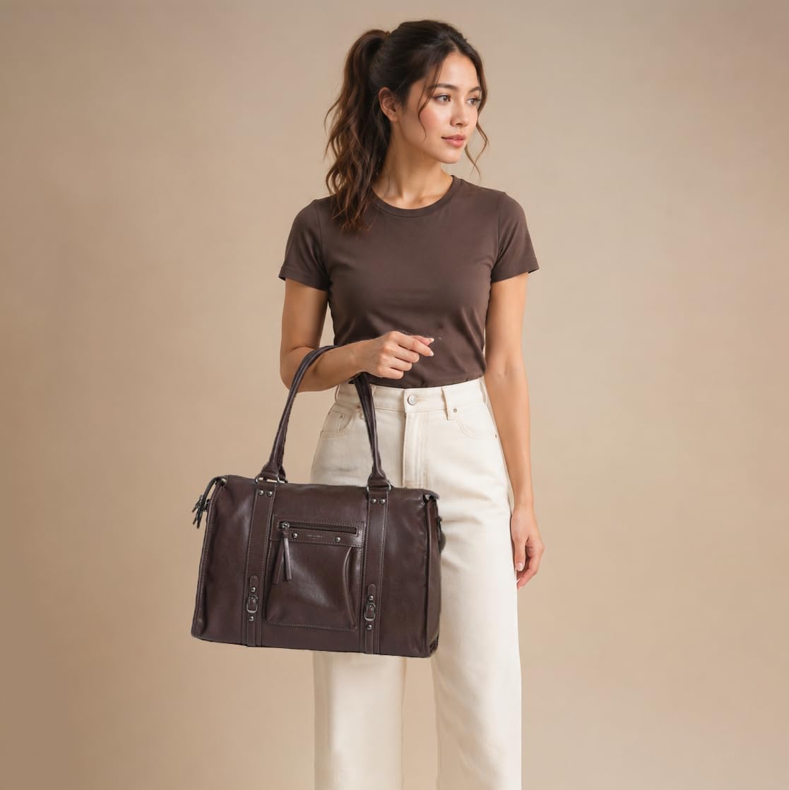 David Jones - Damen Große Shopper Handtasche, Vintage City Tote Bag